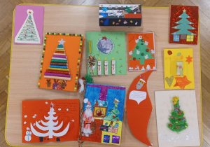 kartki świąteczne wykonane przez dzieci